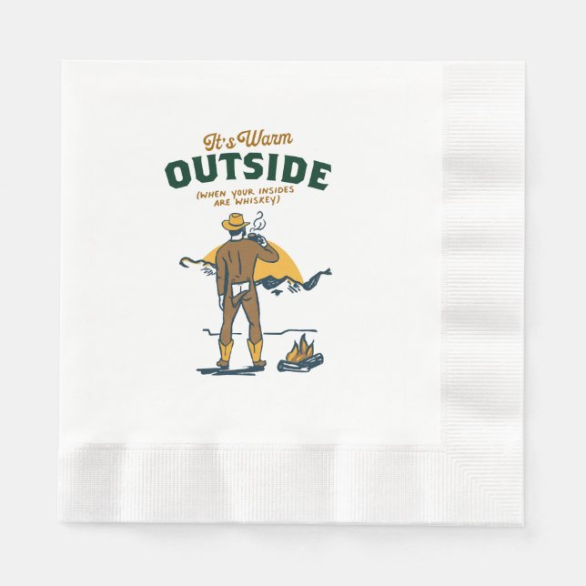 Funny Cowboy Drinking Whiskey Napkins (Front)