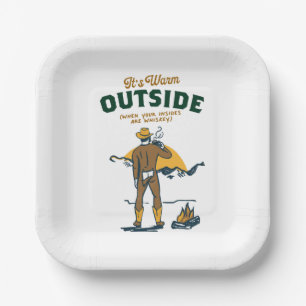 Funny Cowboy Drinking Whiskey Paper Plates