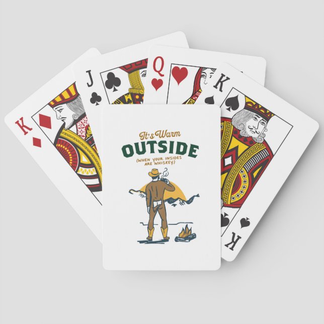 Funny Cowboy Drinking Whiskey Poker Cards (Back)