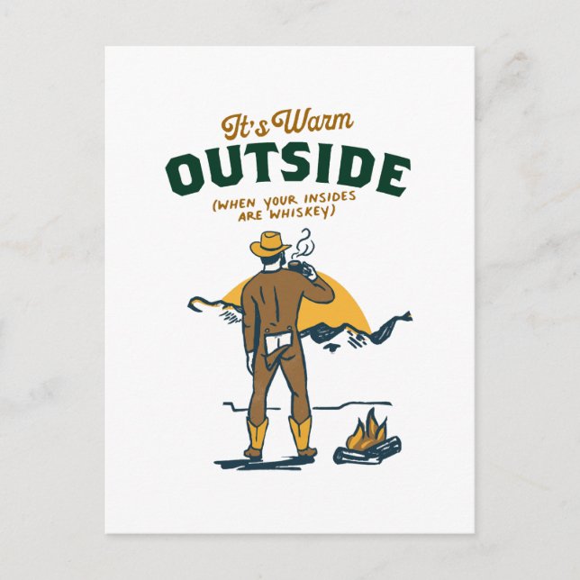 Funny Cowboy Drinking Whiskey Postcard (Front)