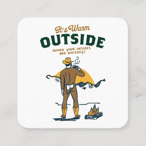 Funny Cowboy Drinking Whiskey Square Business Card