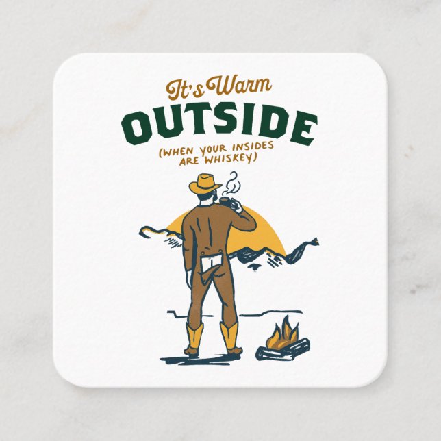 Funny Cowboy Drinking Whiskey Square Business Card (Front)
