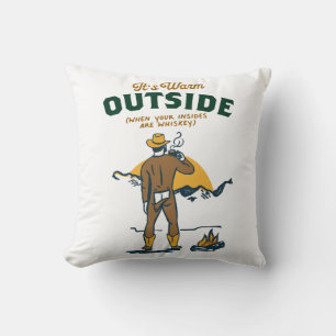 Funny Cowboy Drinking Whiskey Throw Pillow