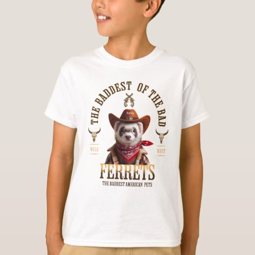 Funny Cowboy Ferret Western Style T_Shirt