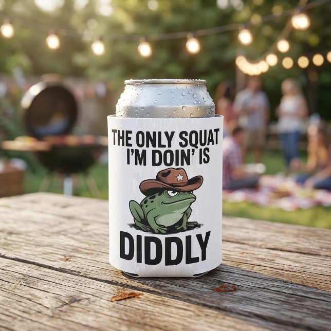 Funny Cowboy Frog Diddly Squat Can Cooler (Creator Uploaded)