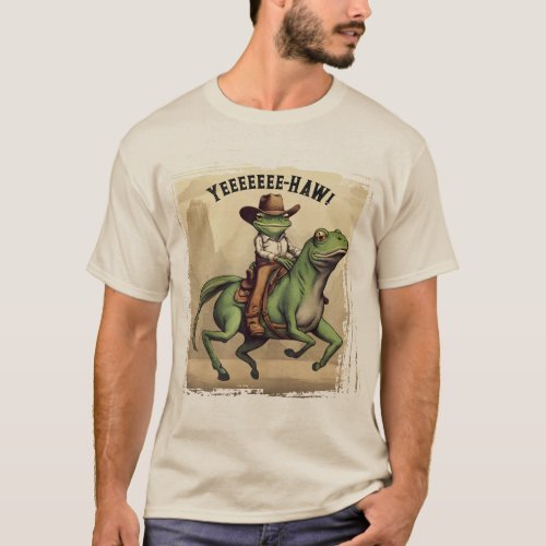 Funny cowboy frog riding freaky horse personalized T_Shirt