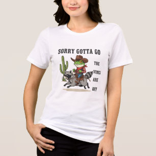 Funny Cowboy Frog T-Shirt – Raccoon Rider Retro Tri-Blend Shirt