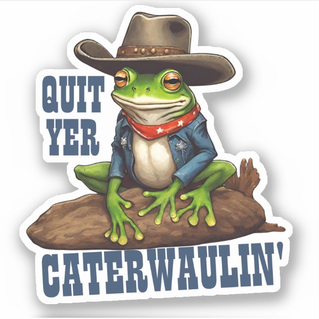 Funny cowboy frog western caterwaulin personalized sticker (Front)