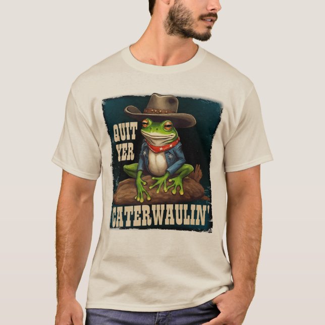 Funny cowboy frog western caterwaulin personalized T-Shirt (Front)