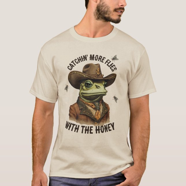 Funny cowboy frog western flies personalized T-Shirt (Front)