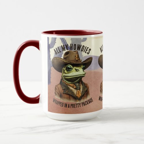 Funny cowboy frog western howdy personalized mug