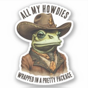 Funny cowboy frog western howdy personalized sticker
