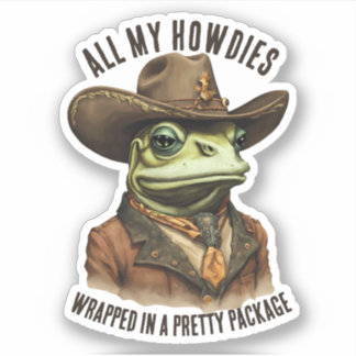 Funny cowboy frog western howdy personalized sticker