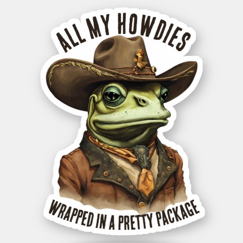 Funny cowboy frog western howdy personalized sticker