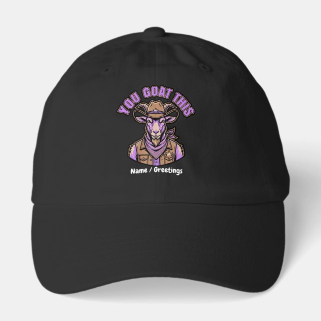 Funny Cowboy Goat Motivational Pun Western Design Hat (Front)