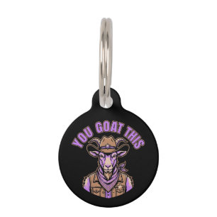 Funny Cowboy Goat Motivational Pun Western Design Pet ID Tag