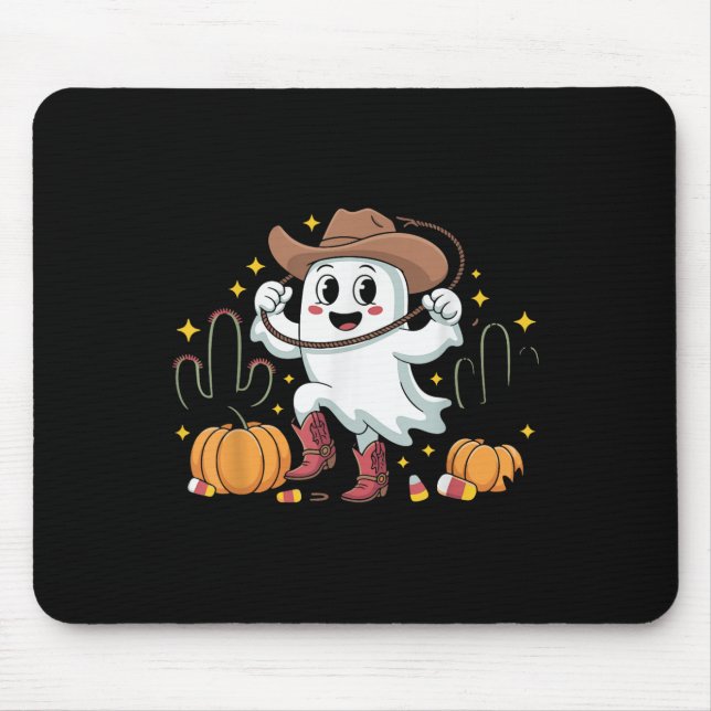 Funny Cowboy Halloween Ghost Western Fall For Spoo Mouse Pad (Front)