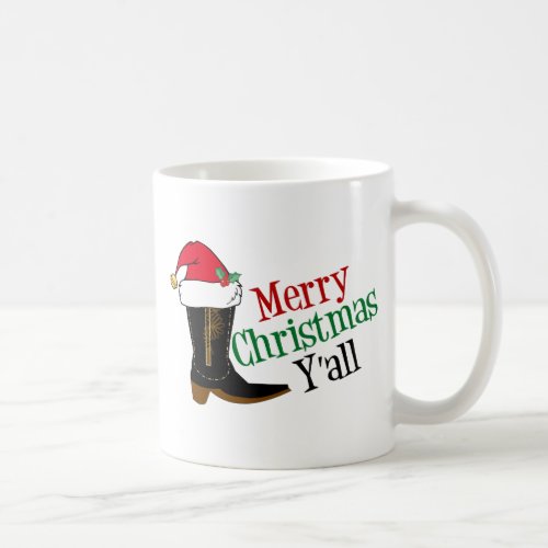 Funny Cowboy Merry Christmas Yall Texas Humor Coffee Mug