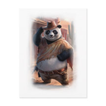 Funny Cowboy Panda on a White 