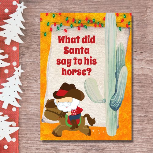 Funny Cowboy Santa and Horse Western Christmas Holiday Card