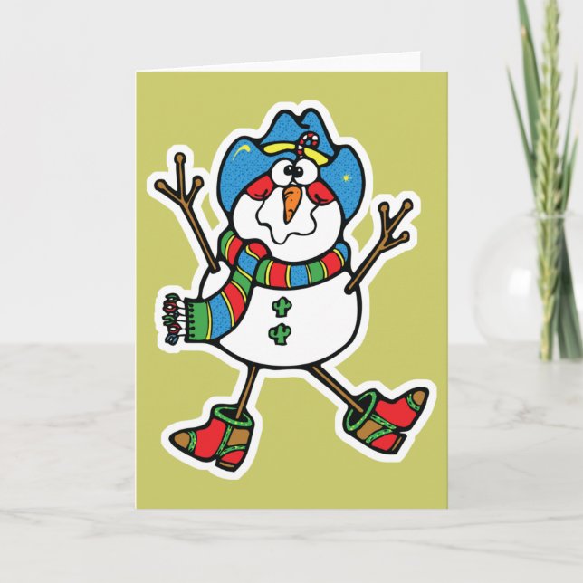 funny cowboy snowman holiday card (Front)