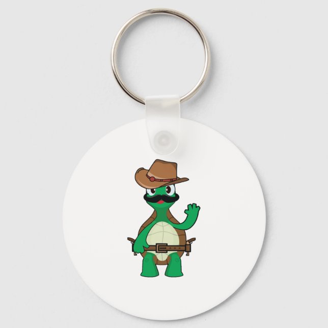 Funny cowboy turtle sherrif keychain (Front)