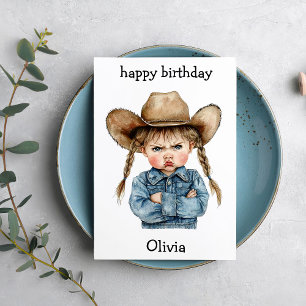 Funny Cowgirl Baby Birthday Card