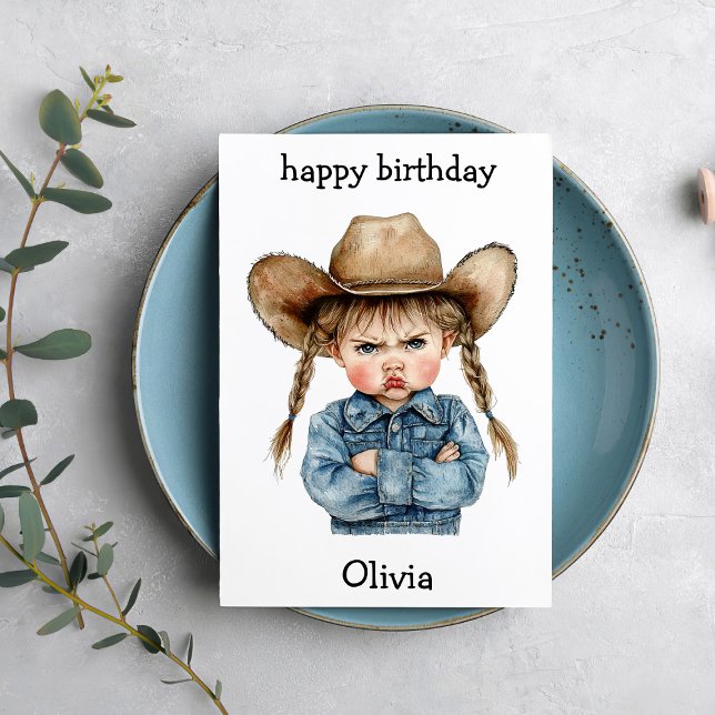 Funny Cowgirl Baby Birthday Card (Creator Uploaded)