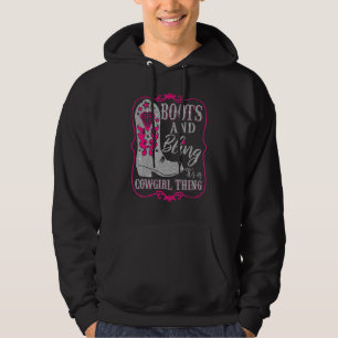 Funny Cowgirl Boots Bling Western Women Hoodie