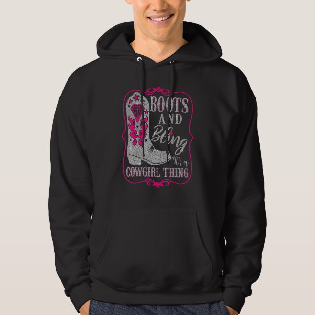 Funny Cowgirl Boots Bling Western Women Hoodie (Front)