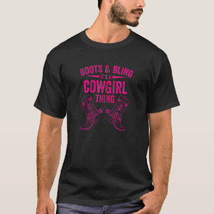 Funny Cowgirl Boots Bling Women   Cute Love Countr T-Shirt