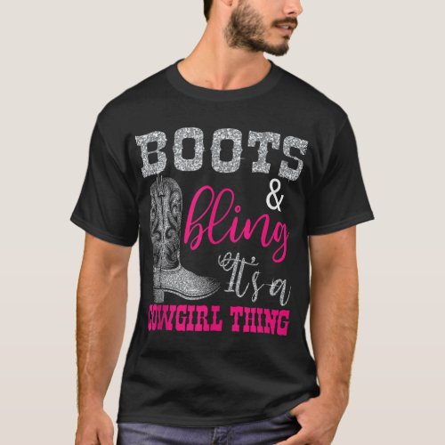 Funny Cowgirl Boots Bling Women Gift Cute Love Cou T_Shirt