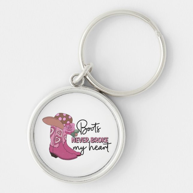 Funny Cowgirl Boots Broke Heart Western Line Dance Keychain (Front)