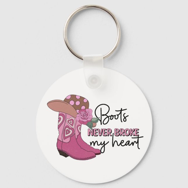 Funny Cowgirl Boots Broke Heart Western Line Dance Keychain (Front)