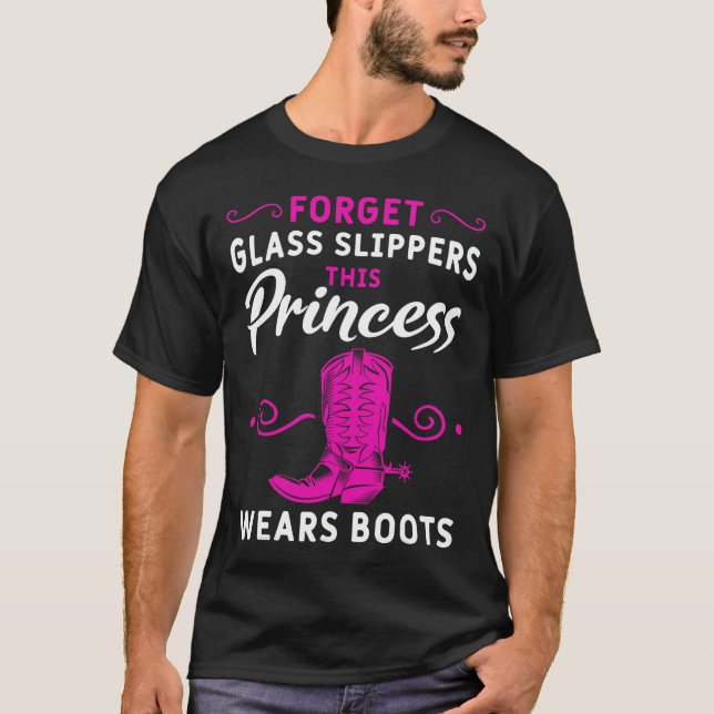 Funny Cowgirl Gift Cowboy Boots Horseck Riding Cow T-Shirt (Front)