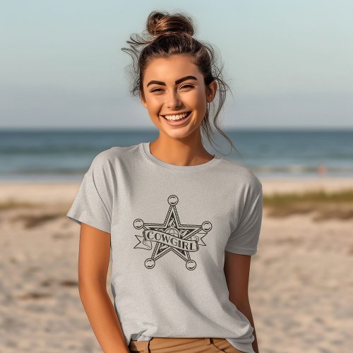 Funny Cowgirl Sheriff Star for Girls and women T_Shirt