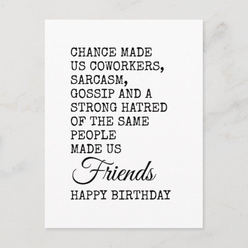 Funny Coworker Birthday Card – Sarcasm