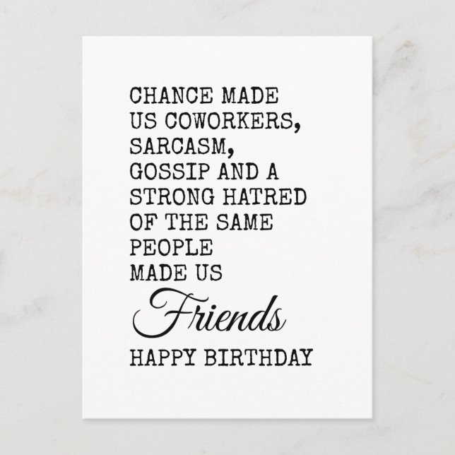 Funny Coworker Birthday Card – Sarcasm (Front)