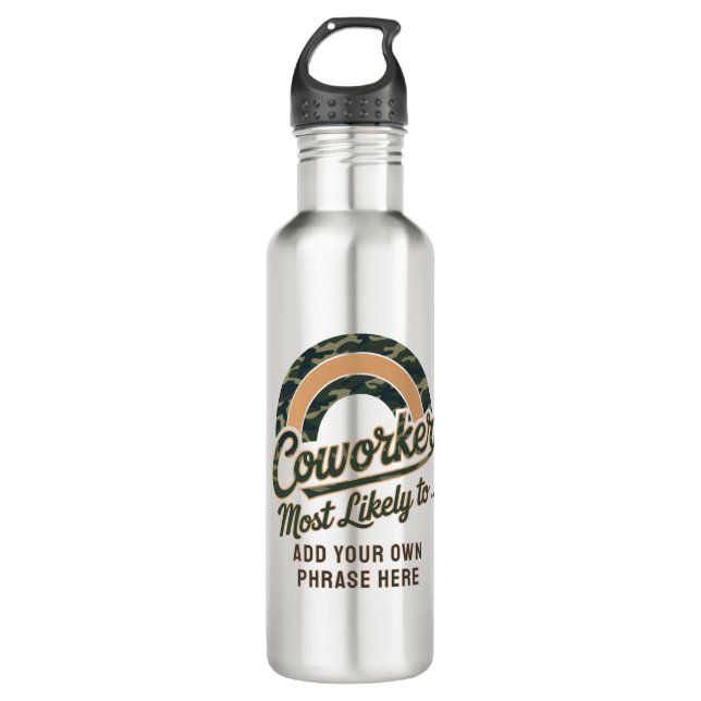 Funny Coworker Gifts Most Likely To : PERSONALIZED Stainless Steel Water Bottle (Front)