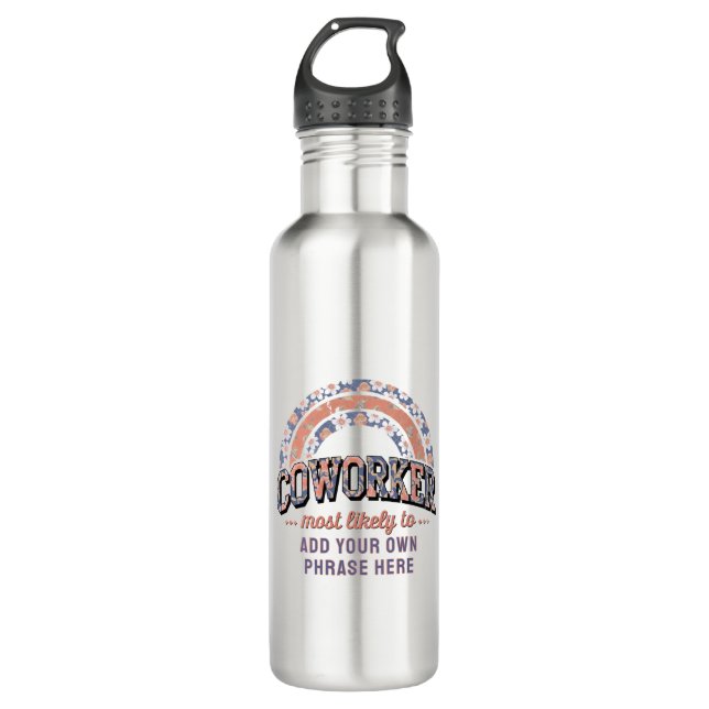 Funny Coworker Gifts Most Likely To : PERSONALIZED Stainless Steel Water Bottle (Front)