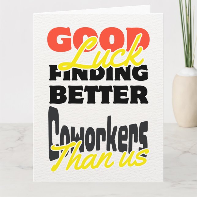 Funny Coworker Leaving Card, Humorous Going Thank You Card (Front)