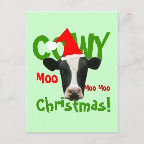 Funny Cowy Christmas Santa Cow Postcard