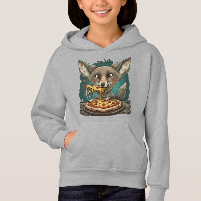 Funny coyote eating pizza hoodie (Front)