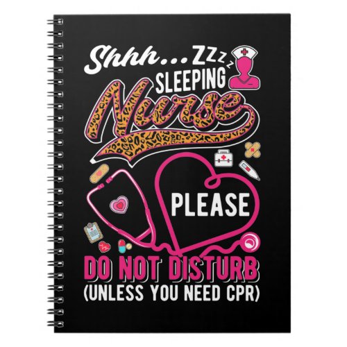Funny CPR Nurse Leopard Print RN Medical Worker Notebook