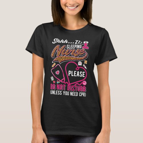 Funny CPR Nurse Leopard Print RN Medical Worker T_Shirt