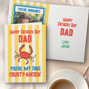 Funny Crab Amalfi Yellow Stripe Father's Day Card