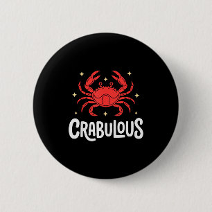 Funny Crab Art For Men Women Kids Crabby Crabbing Button