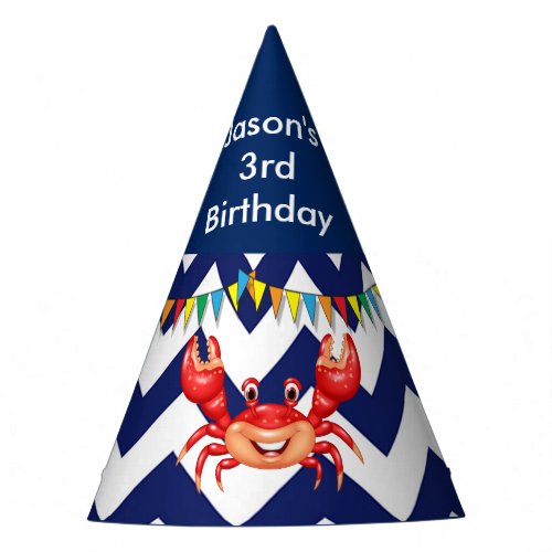 Funny Crab birthday part illustration Party Hat