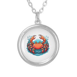 funny-crab silver plated necklace