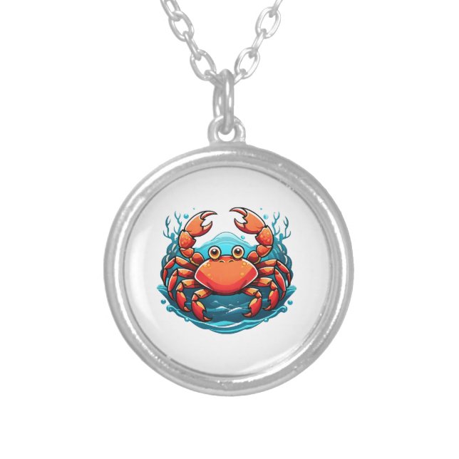 funny-crab silver plated necklace (Front)